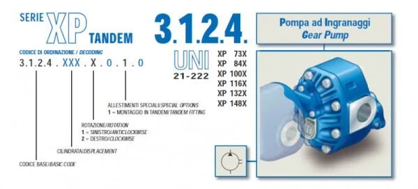 Zubové čerpadlo 132 cm³ PRAVÉ - řady 3124 UNI 132 cm³ TANDEMOVÉ - Image 3
