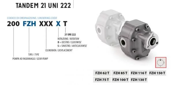 Zubové čerpadlo 62 cm³ LEVÉ - řady FZH UNI 62 cm³ TANDEMOVÉ - Image 2