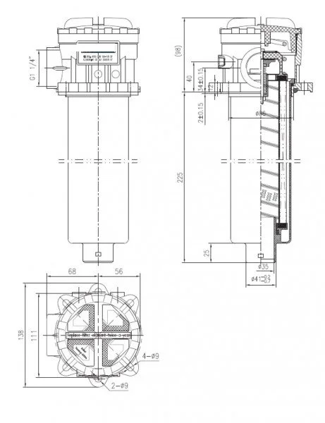 Velký zpětný hydraulický filtr pro přírubu 90 mm