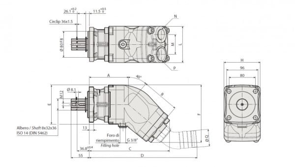 Pístové čerpadlo 47 cm³ LEVÉ - řady FOX ISO 47 cm³ | HSP Partners s.r.o. - Krnov