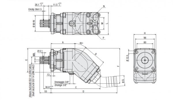 Pístové čerpadlo 34 cm³ LEVÉ - řady 3170 ISO 34 cm³ | HSP Partners s.r.o. - Krnov